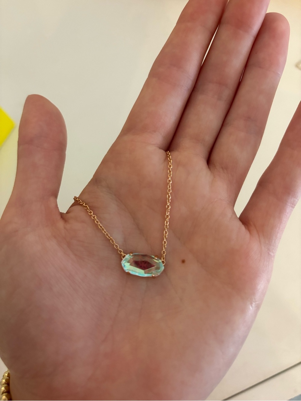 Kendra Scott Elisa pendant necklace with rose gold chain & dichroic glass stone - Picture 2 of 3